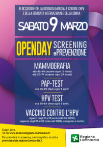 Open Day screening e prevenzione 9 Marzo