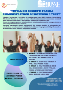 “Tutela dei soggetti fragili, amministrazione di sostegno e Trust”