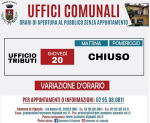 Chiusura Ufficio Tributi giovedì 20 febbraio 2025